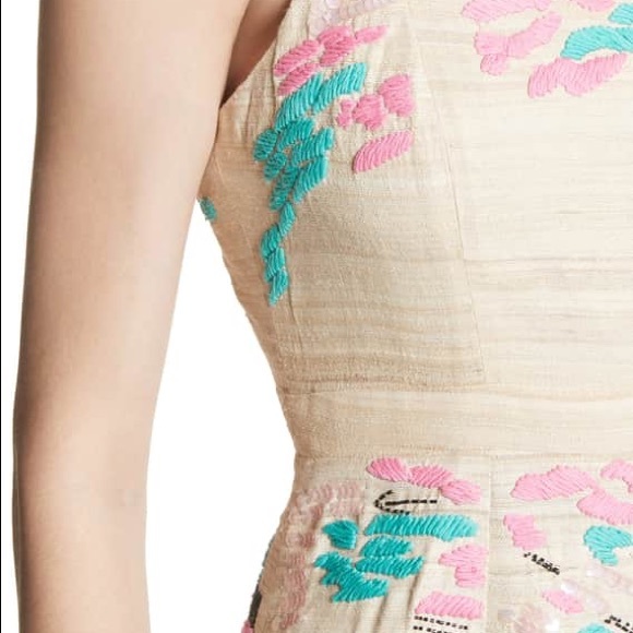 Tracey Reese Tiered Raw Silk Embroidered Maxi Drs - Picture 2 of 8